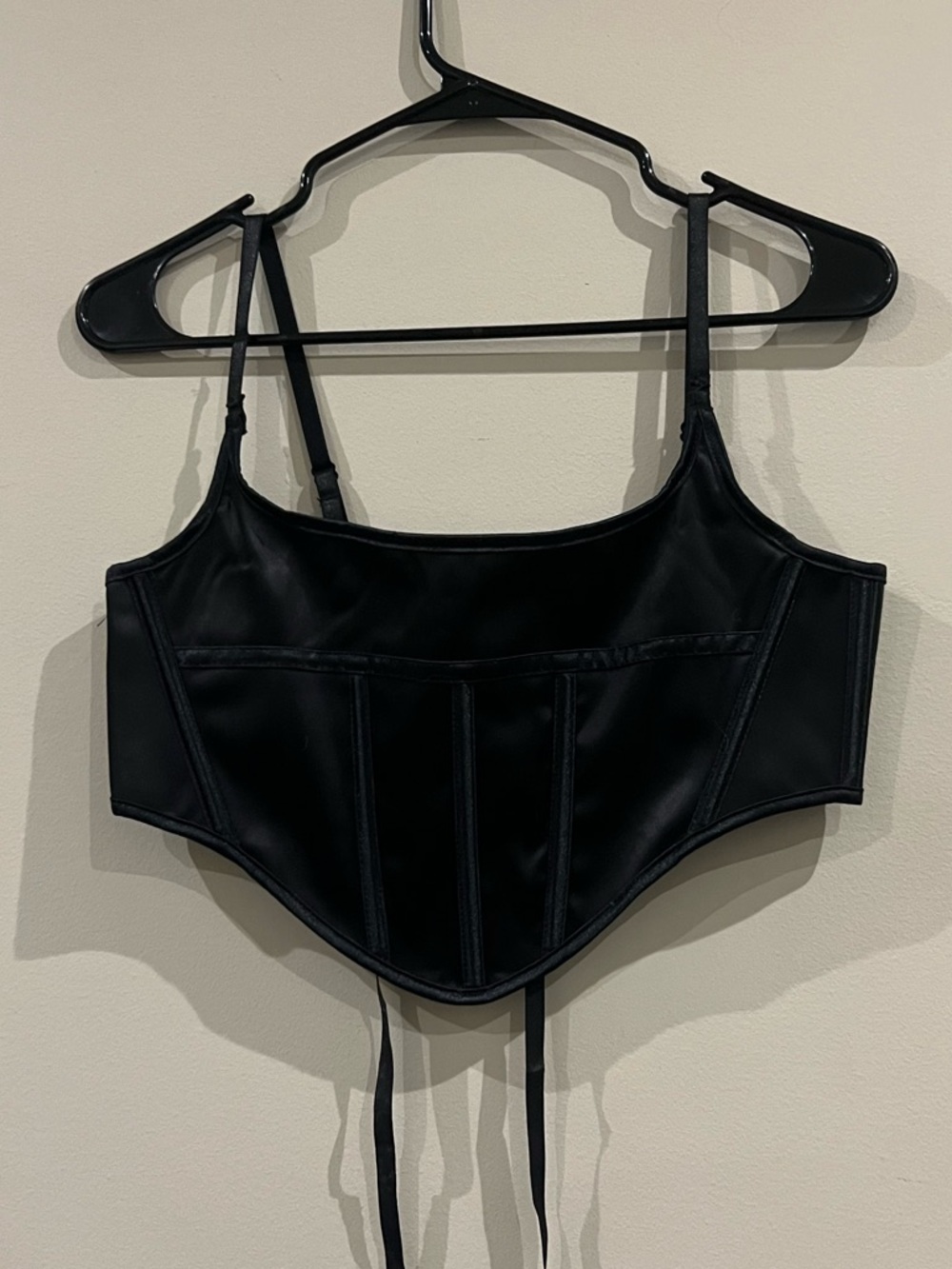 Black Satin Corset Crop Top